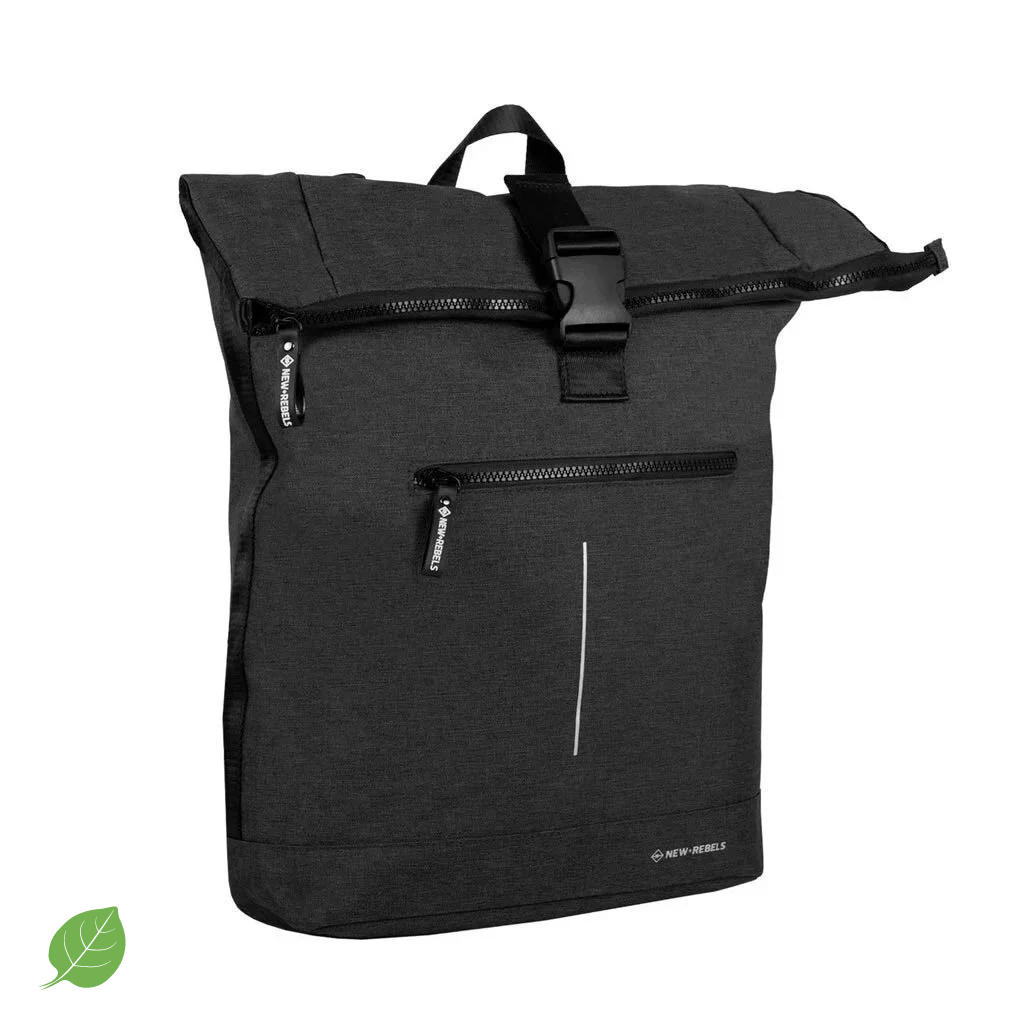 New Rebels New Rebels Boyan  New York Zwart 19L Rolltop Rugzak Gerecycled Nylon