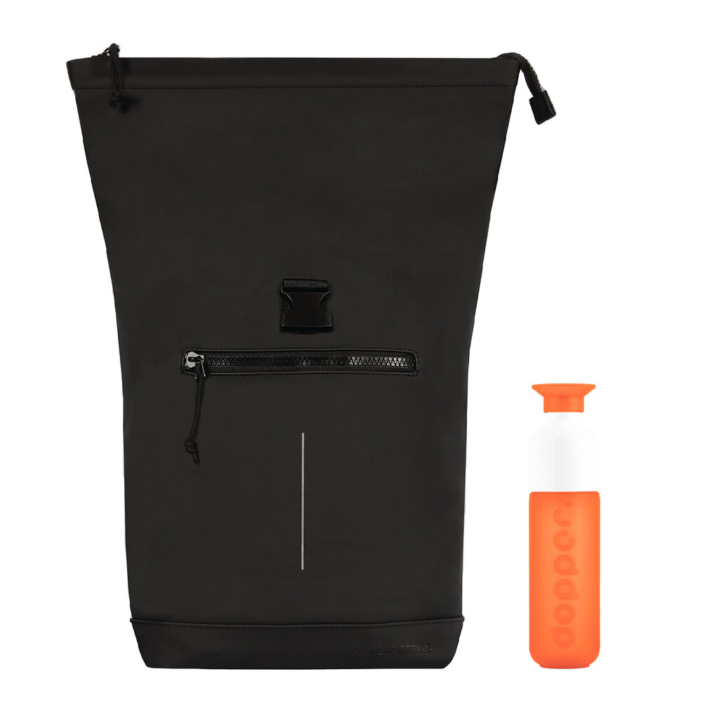 New Rebels New Rebels Mart New York Zwart 21L Rugzak Rolltop Waterafstotend Laptop 15.6"