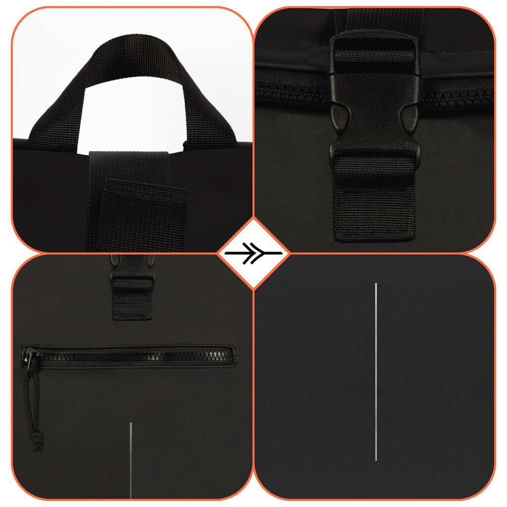 New Rebels New Rebels Mart New York Zwart 21L Rugzak Rolltop Waterafstotend Laptop 15.6"