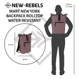 New Rebels Mart New York Violett 19L Rucksack Rolltop Wasserabweisend Laptop 15.6