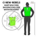 New Rebels Mart New York Neon Green19L Backpack Rolltop Water Repellent Laptop 15.6