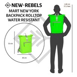 New Rebels Mart New York Neon Grün 19L Rucksack Rolltop Wasserabweisend Laptop 15.6