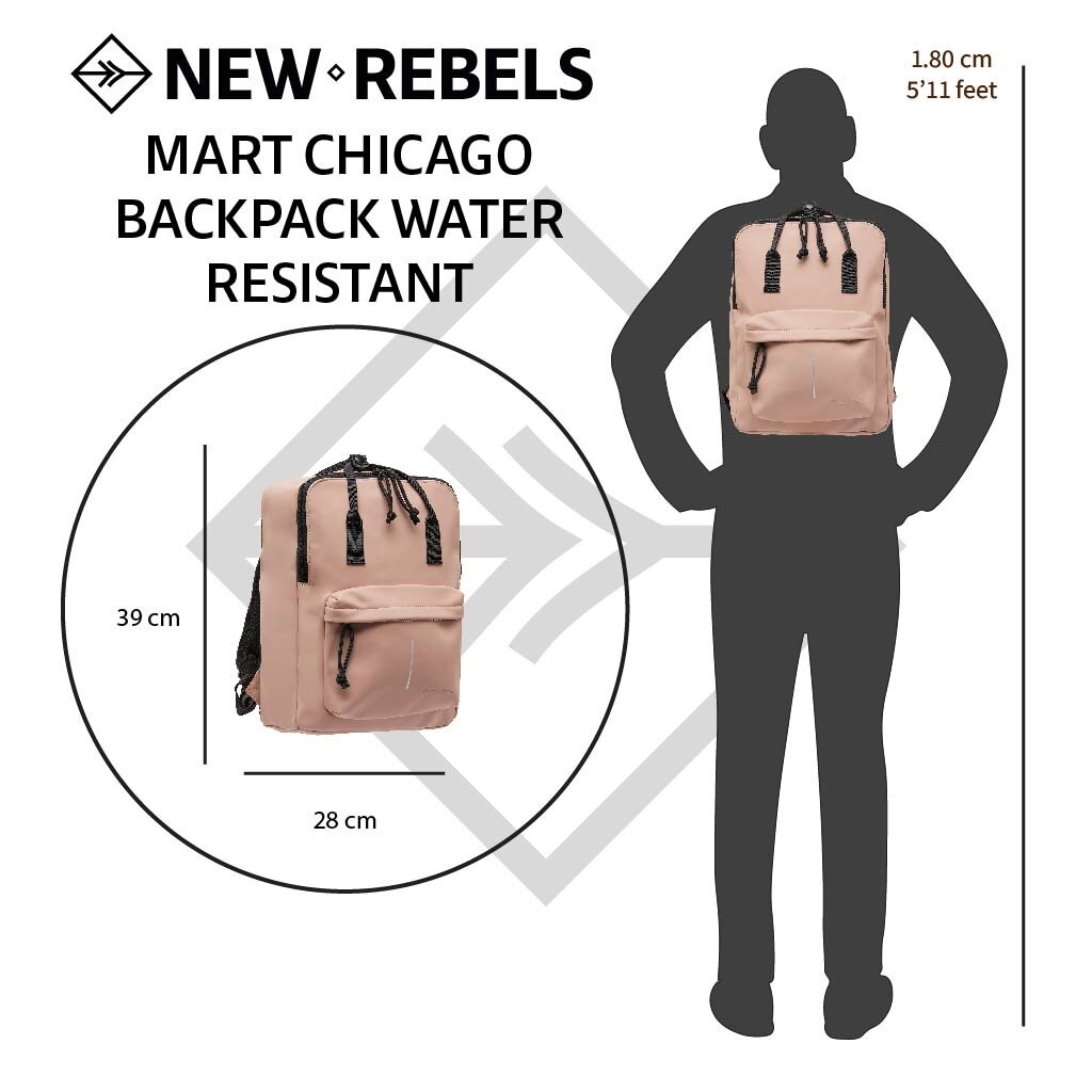 New Rebels New Rebels Mart Chicago Old Pink 17L Backpack Water Repellent Laptop 13"
