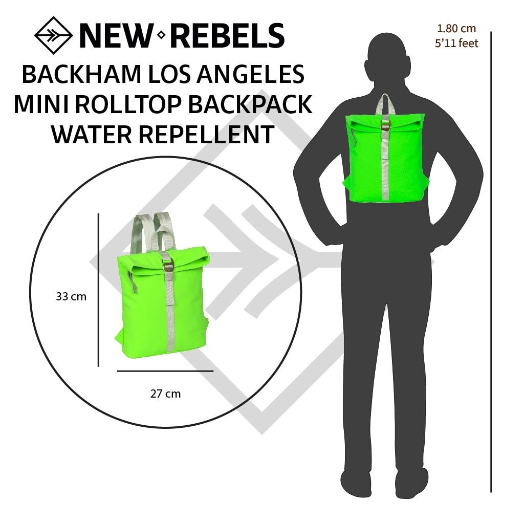 New Rebels Mart Los Angeles Neon Groen Mini 7L Rolltop Rugzak Waterafstotend