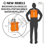 New Rebels Mart Los Angeles Neon Orange Small 7L Rolltop Backpack Water Repellent