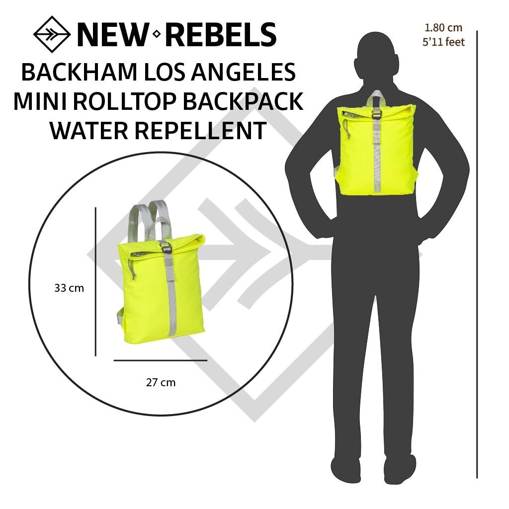 New Rebels Mart Los Angeles Neon Gelb Small 7L Rolltop Rucksack Wasserabweisend