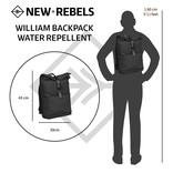 New Rebels ® William -  Black 16L - Backpack - Water Repellent