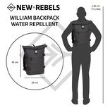 New Rebels ® William -Rolltop - Rugzak - Zwart - 17L  -  Waterafstotende Rugtas