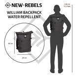 New Rebels ® William - Rucksack - Rolltop - Schwarz 17L  - Wasserabweisend