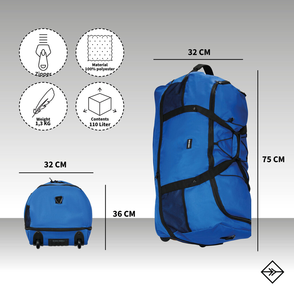 New Rebels New Rebels Nevada Newark Marineblau 110L Rollbarer Trolley Reisetasche Wasserabweisend