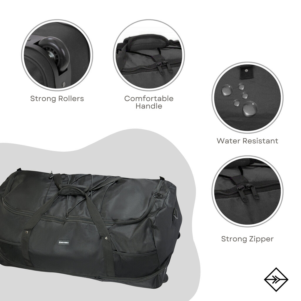 New Rebels New Rebels Nevada Newark Zwart 110L Rollable Trolley Weekendtas Waterafstotend