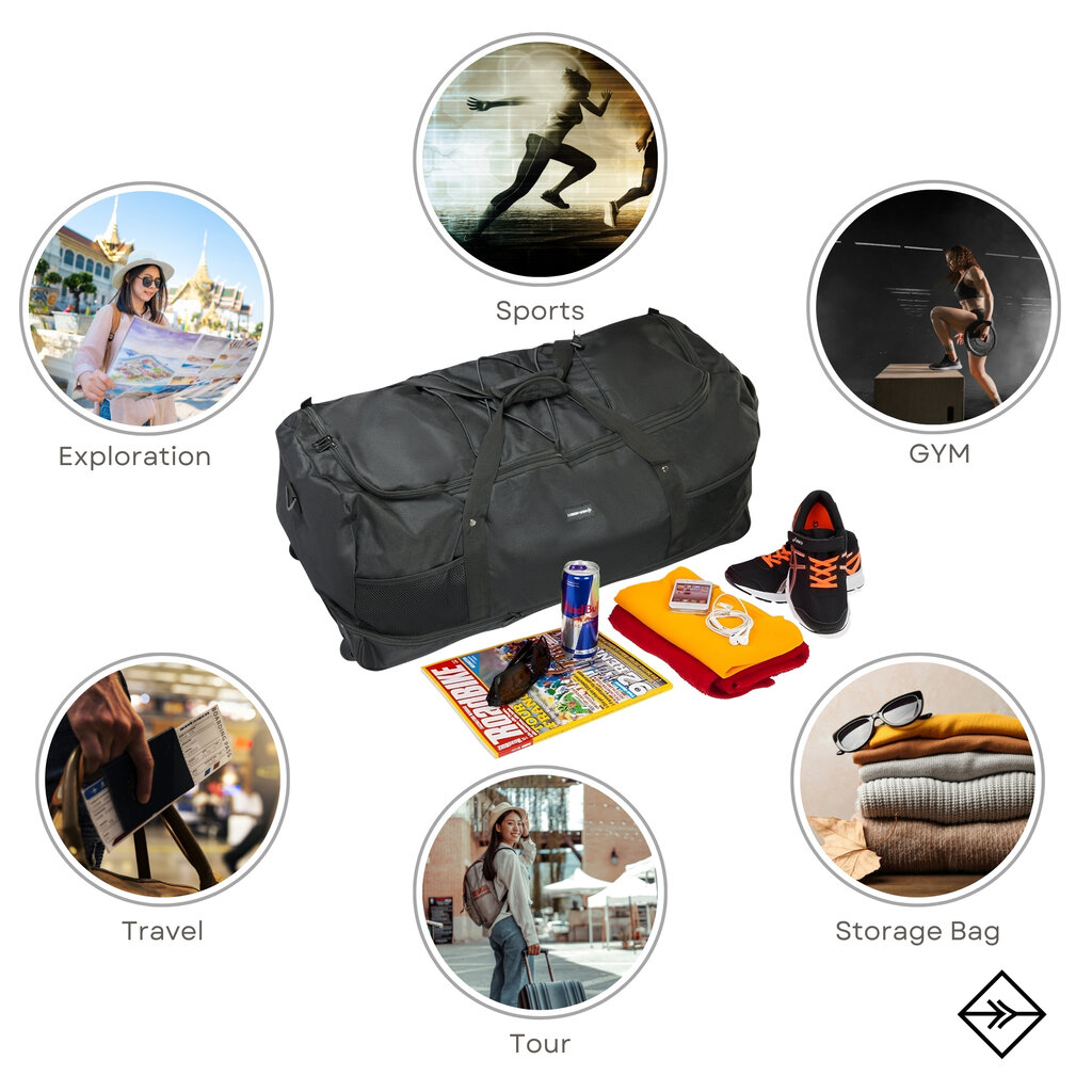 New Rebels New Rebels Nevada Newark Zwart 110L Rollable Trolley Weekendtas Waterafstotend