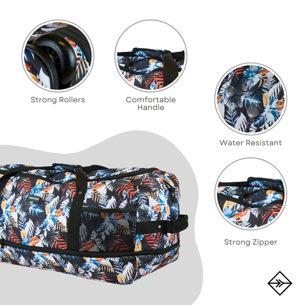 New Rebels New Rebels Cranford Newark Flower roll-up travel bag with 2 wheels - 110L expandable bag with handles and zipper closure - lightweight