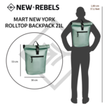 New Rebels New Rebels Mart New York Metallic Light Green 21L Backpack Rolltop Water Repellent Laptop 15.6" New Rebels New Rebels Mart New York Metallic Light Green 21L Backpack Rolltop Water Repellent Laptop 15.6"