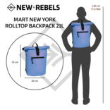 New Rebels New Rebels Mart New York Metallic Light Purple 21L Backpack Rolltop Water Repellent Laptop 15.6"