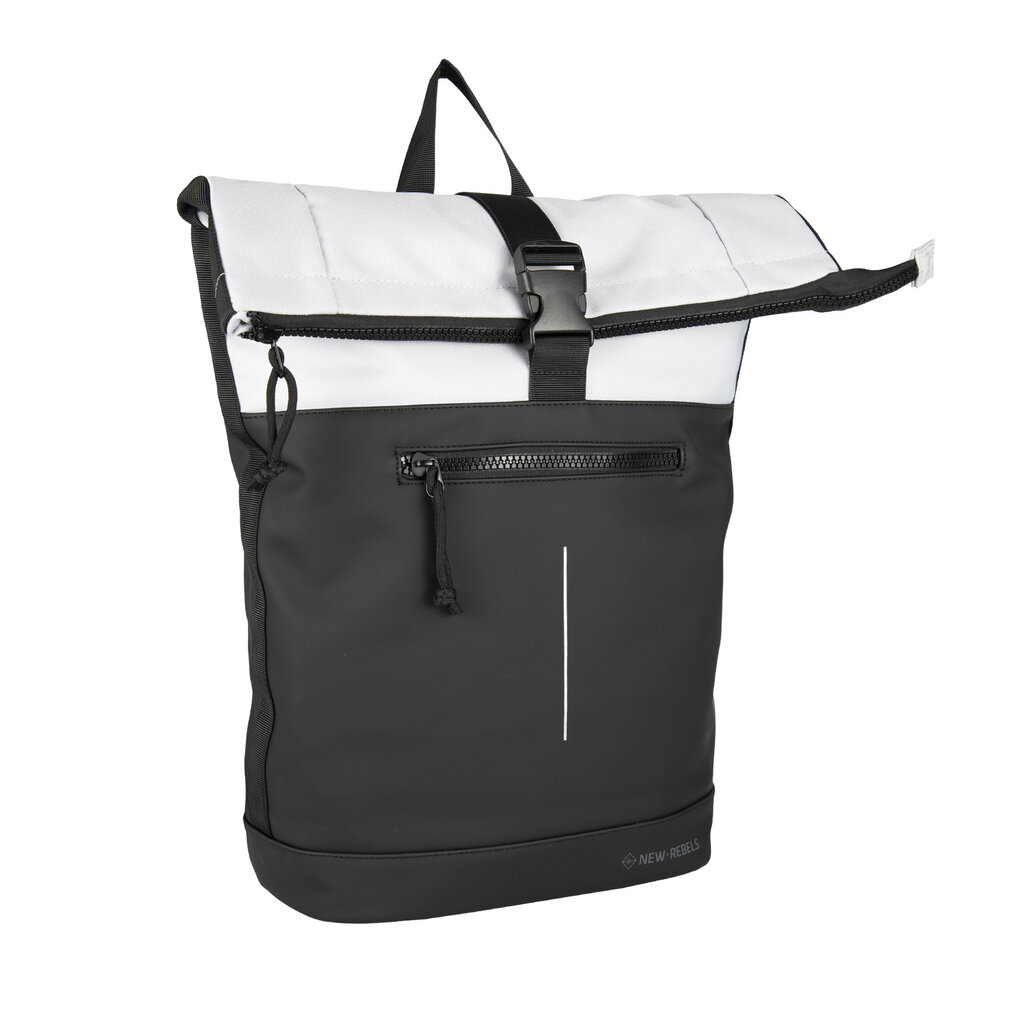 New Rebels New Rebels Backham New York Zwart Reflectie 21L Rolltop Rugzak Waterafstotend Laptop 15.6"