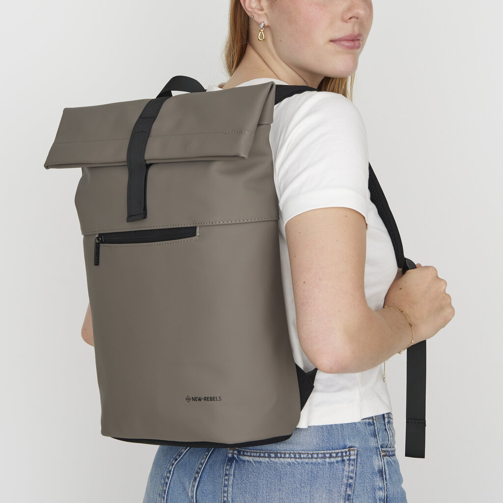 New Rebels Omar Montgomery Taupe 15L Rolltop Backpack Water Repellent Laptop 15.6"
