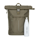 New Rebels New Rebels Valor New York olivgrün 21L Rucksack Rolltop Wasserabweisend Laptop 15,6 Zoll