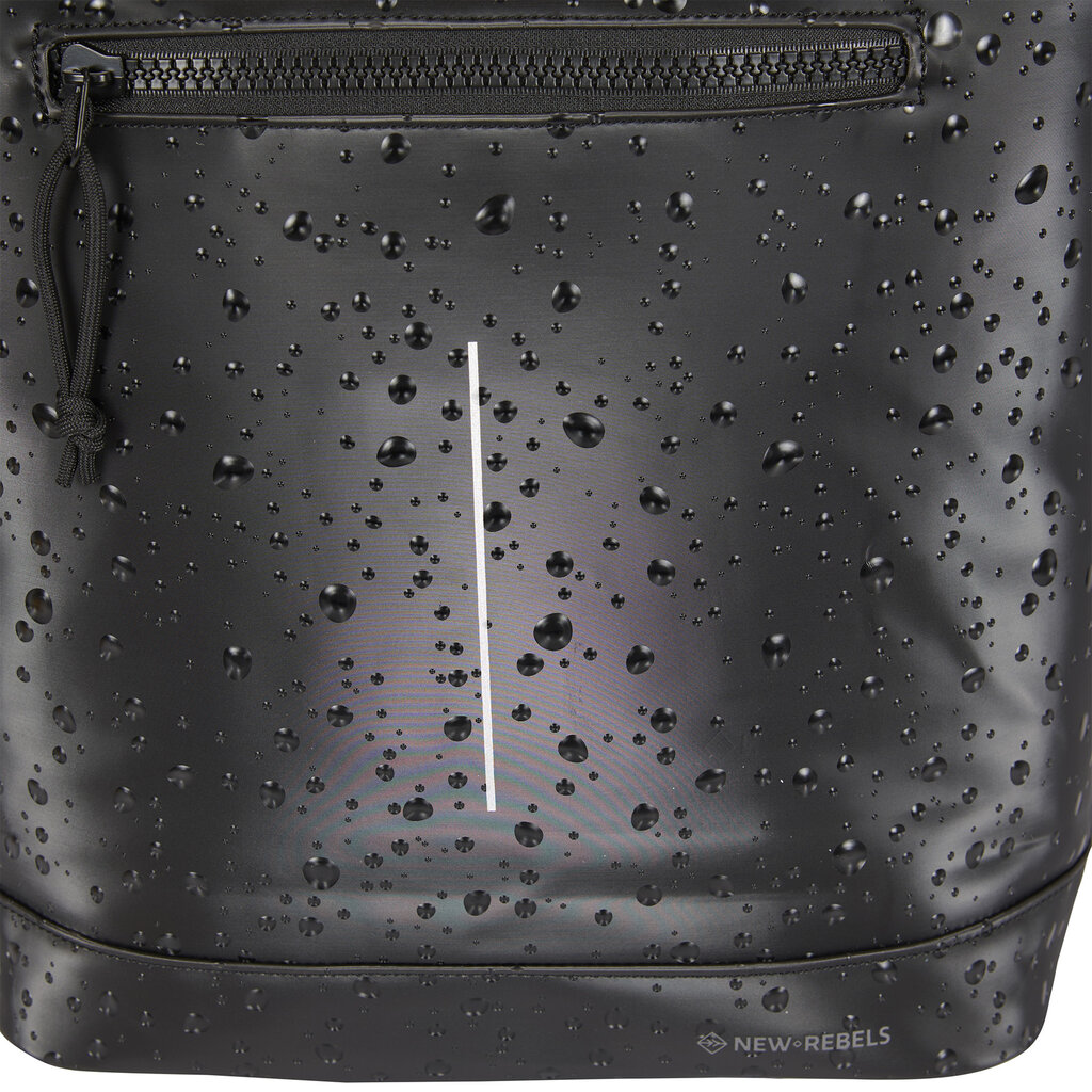 New Rebels New Rebels New York Droplets Rolltop Rucksack Schwartz  – Wasserabweisend – 21 Liter – Laptopfach