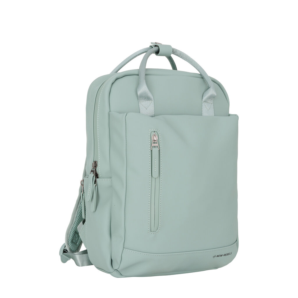 New Rebels New Rebels Harper Miami Rugzak 9L Waterafstotende Laptop Rugtas 13 inch Schooltas en Werktas van PU Comfortabel Salie Green