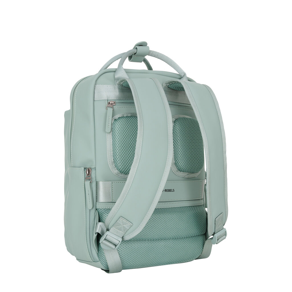 New Rebels New Rebels Harper Miami Rugzak 9L Waterafstotende Laptop Rugtas 13 inch Schooltas en Werktas van PU Comfortabel Salie Green