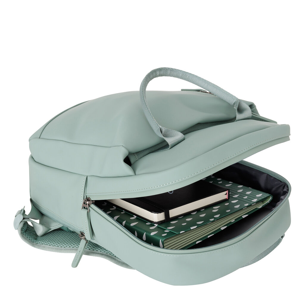New Rebels New Rebels Harper Miami Rugzak 9L Waterafstotende Laptop Rugtas 13 inch Schooltas en Werktas van PU Comfortabel Salie Green