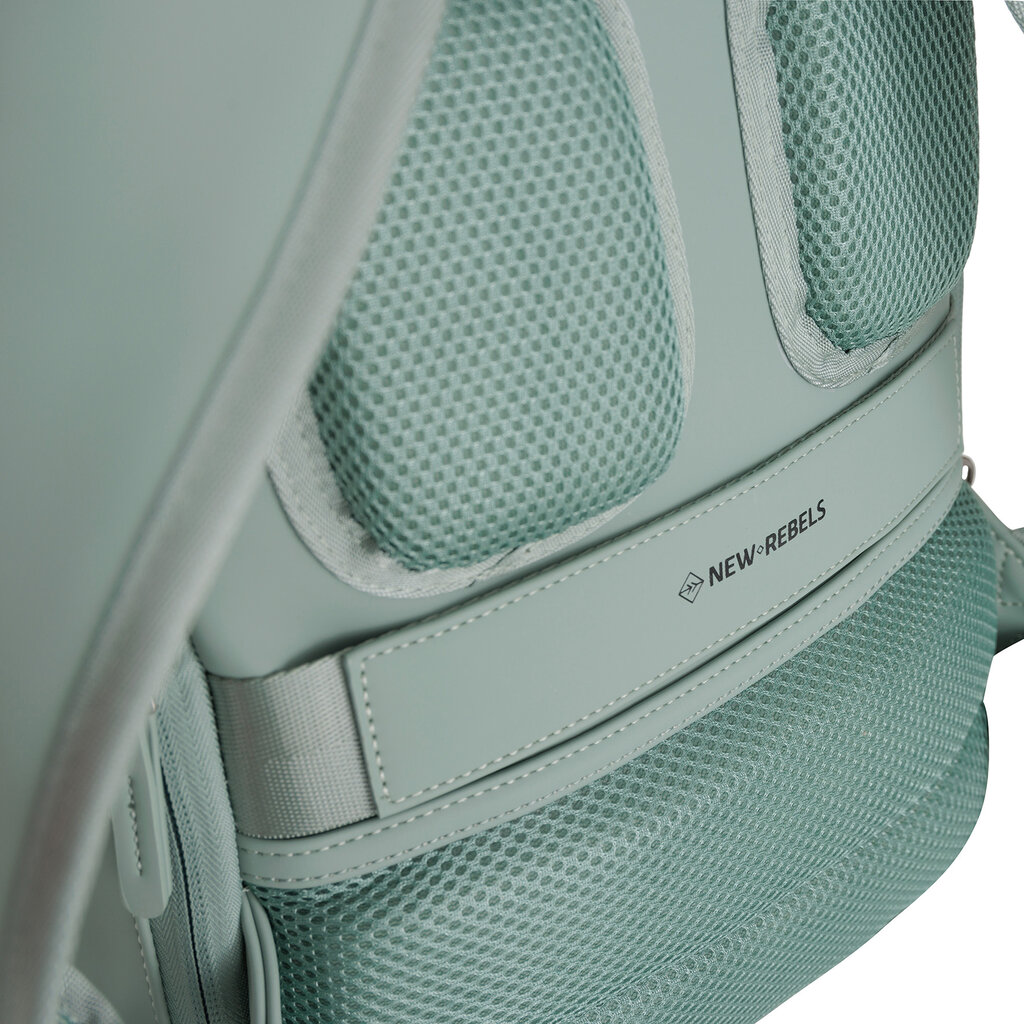 New Rebels New Rebels Harper Miami Rugzak 9L Waterafstotende Laptop Rugtas 13 inch Schooltas en Werktas van PU Comfortabel Salie Green