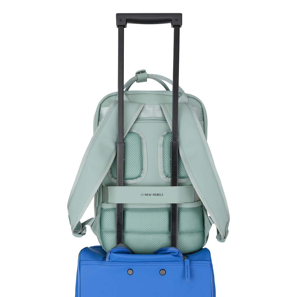 New Rebels New Rebels Harper Miami Rugzak 9L Waterafstotende Laptop Rugtas 13 inch Schooltas en Werktas van PU Comfortabel Salie Green