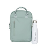 New Rebels New Rebels Harper Miami Rugzak 9L Waterafstotende Laptop Rugtas 13 inch Schooltas en Werktas van PU Comfortabel Salie Green