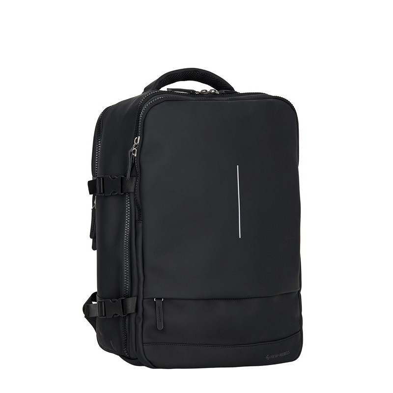 New Rebels Jessi Easton Underseater Rugzak 17L Waterafstotend PU Handbagage 40x30x20 Airline Tas 15.6 inch Laptopvak Zwart