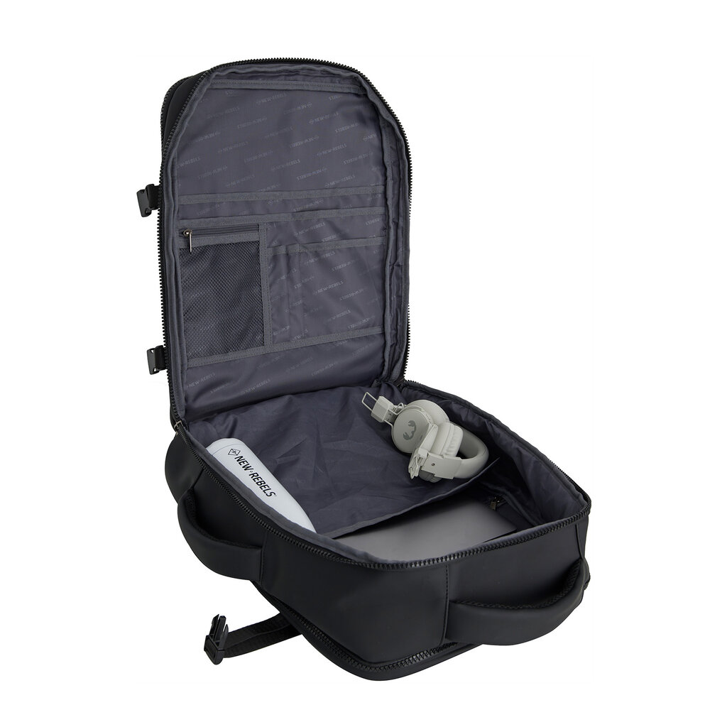 New Rebels New Rebels Jessi Easton Underseater Rugzak 17L Waterafstotend PU Handbagage 40x30x20 Airline Tas 15.6 inch Laptopvak Zwart