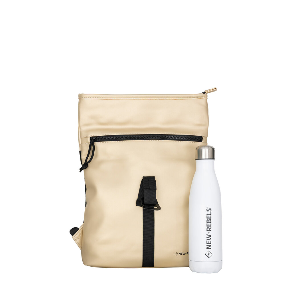 New Rebels New Rebels Mart Los Angeles Metallic Goud Mini 7L Rolltop Rugzak Waterafstotend