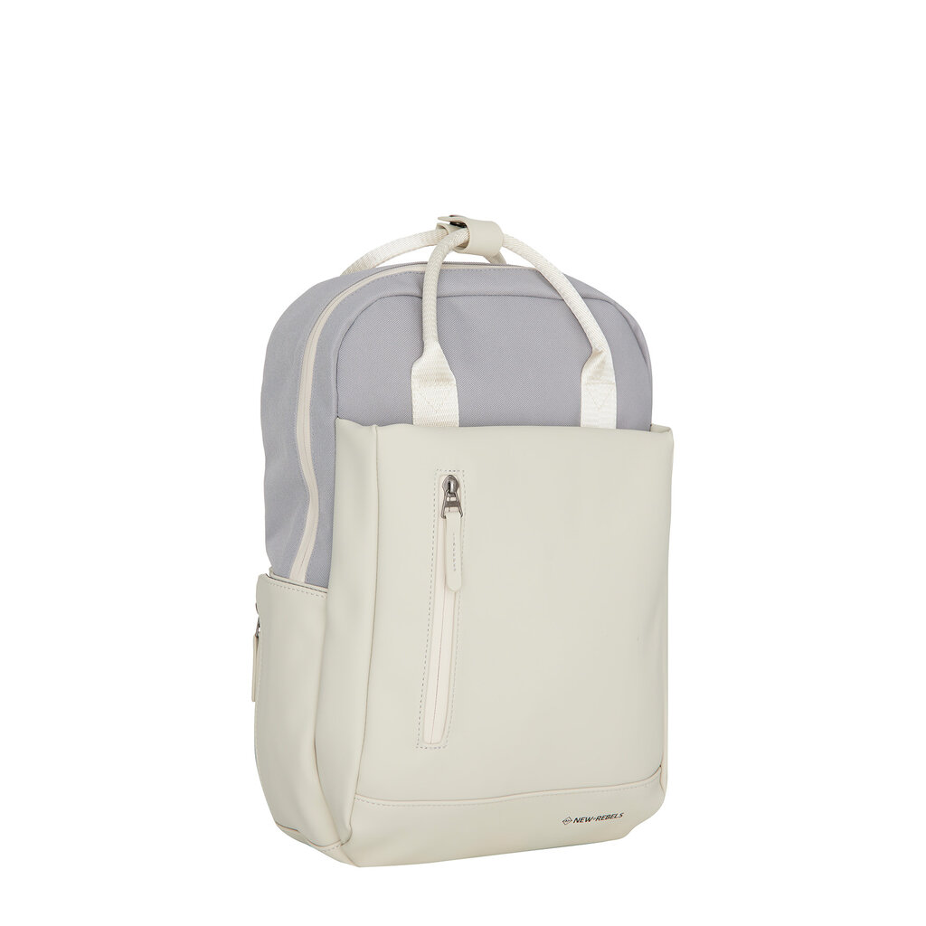 New Rebels New Rebels Ferron Miami Rugzak 9L Waterafstotende Laptop Rugtas 13 inch Schooltas en Werktas van PU Nylon Comfortabel Lila Beige