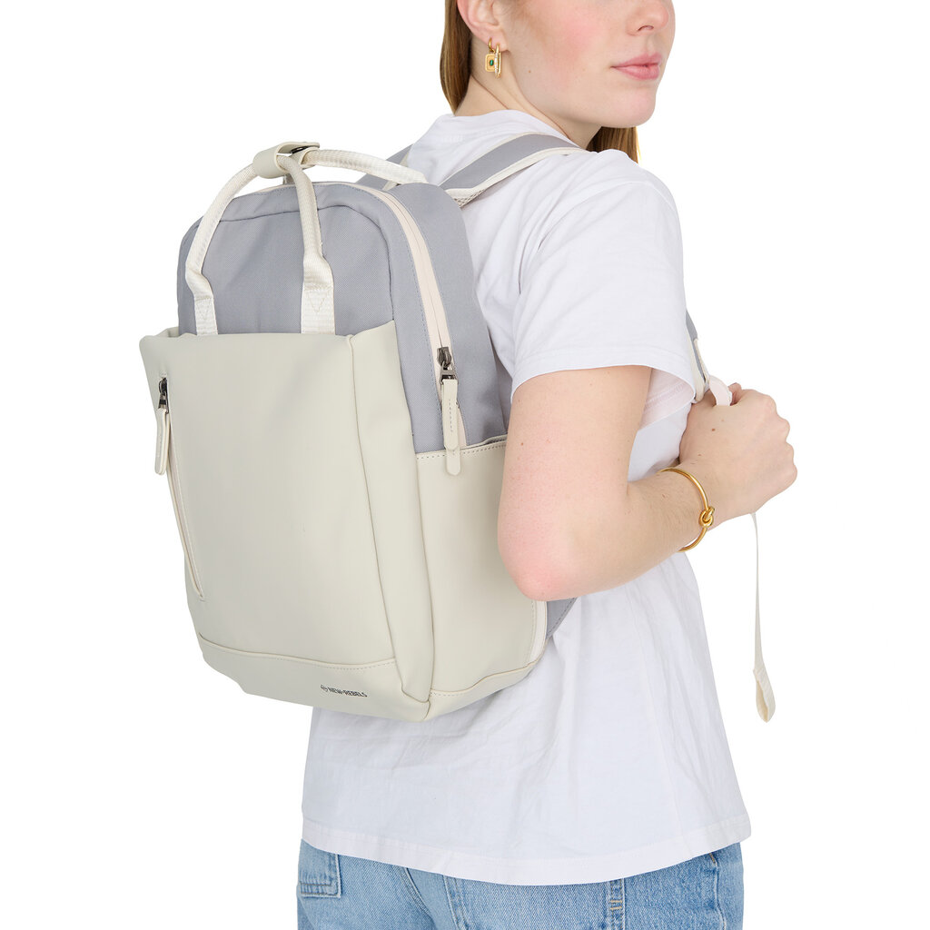 New Rebels New Rebels Ferron Miami Rugzak 9L Waterafstotende Laptop Rugtas 13 inch Schooltas en Werktas van PU Nylon Comfortabel Lila Beige