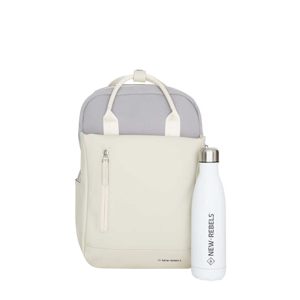New Rebels New Rebels Ferron Miami Rugzak 9L Waterafstotende Laptop Rugtas 13 inch Schooltas en Werktas van PU Nylon Comfortabel Lila Beige