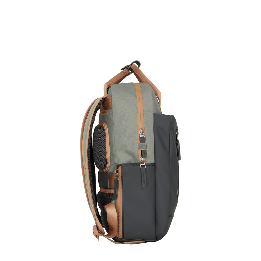 New Rebels New Rebels Ferron Miami Rugzak 9L Waterafstotende Laptop Rugtas 13 inch Schooltas en Werktas van PU Nylon Comfortabel Antracite