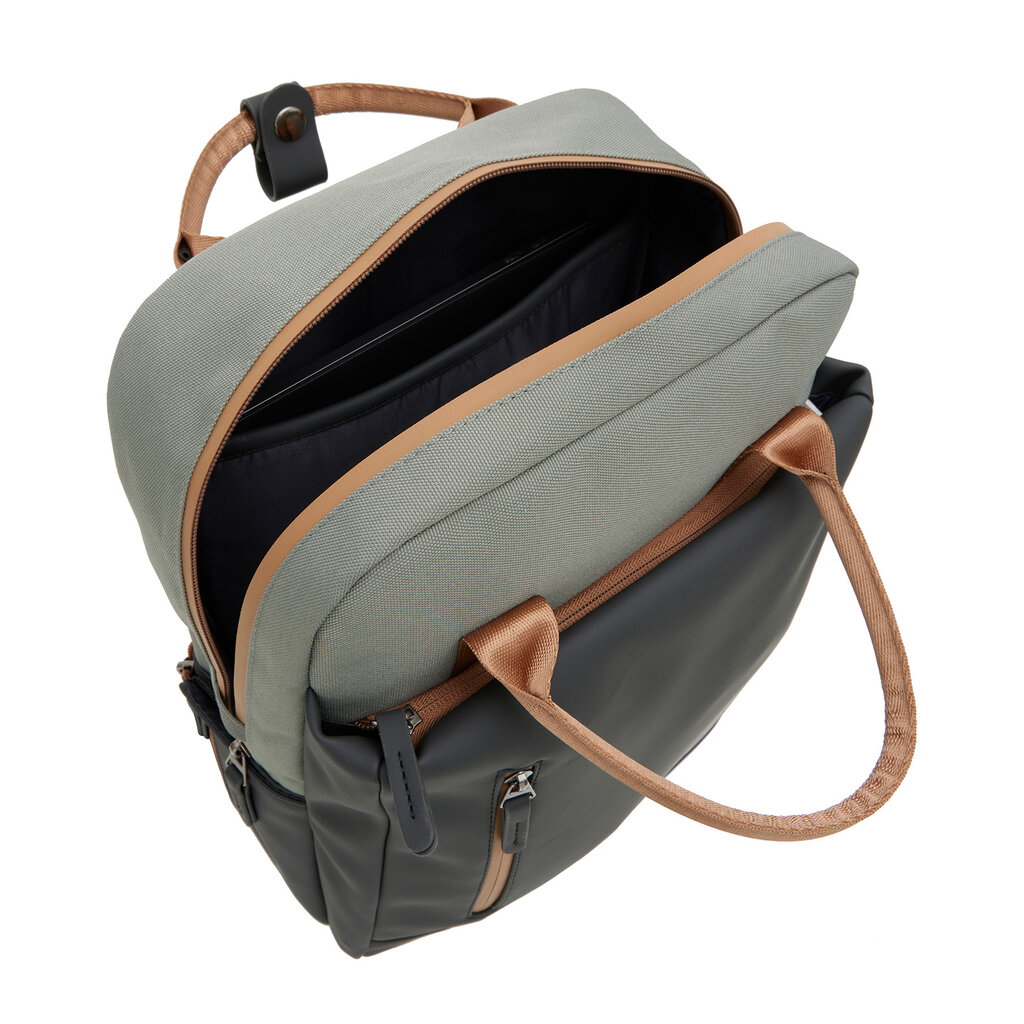 New Rebels New Rebels Ferron Miami Rugzak 9L Waterafstotende Laptop Rugtas 13 inch Schooltas en Werktas van PU Nylon Comfortabel Antracite