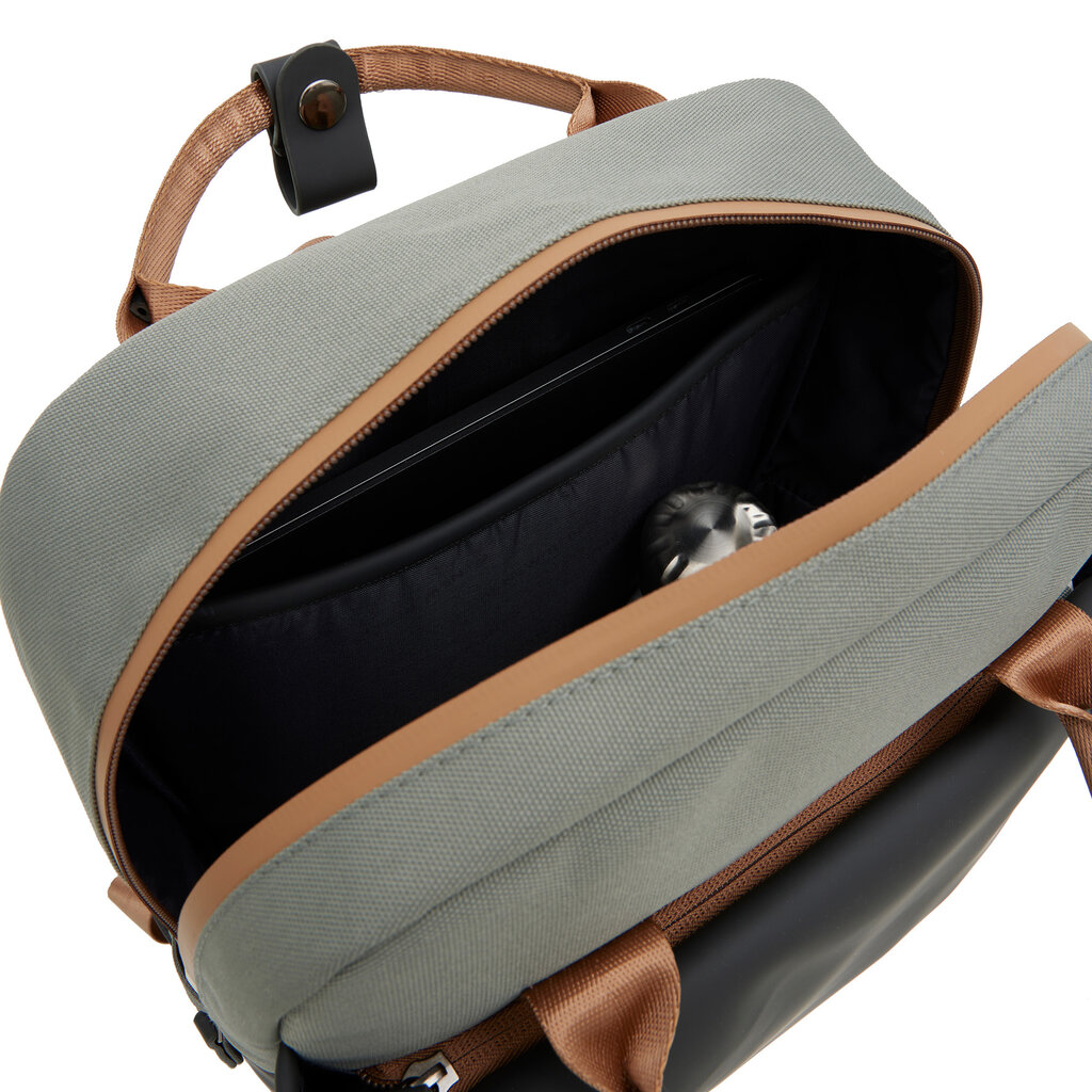 New Rebels New Rebels Ferron Miami Rugzak 9L Waterafstotende Laptop Rugtas 13 inch Schooltas en Werktas van PU Nylon Comfortabel Antracite