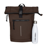 New Rebels New Rebels Mart New York Mocca 21L Rugzak Rolltop Waterafstotend Laptop 15.6"