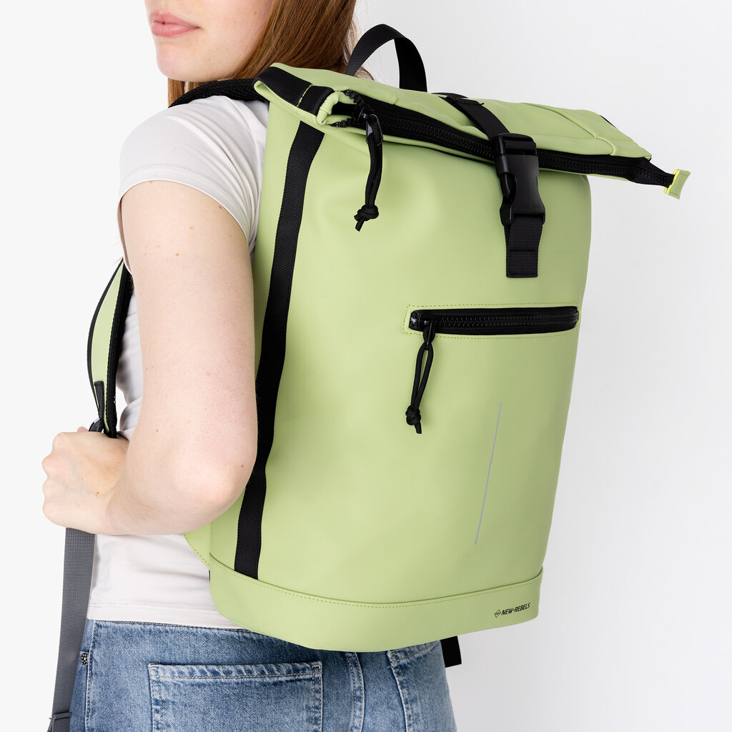 New Rebels New Rebels Mart New York Mattgrün 21L Rolltop-Rucksack – Wasserabweisend – Für 15,6” Laptop geeignet
