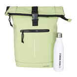 New Rebels New Rebels Mart New York Mattgrün 21L Rolltop-Rucksack – Wasserabweisend – Für 15,6” Laptop geeignet