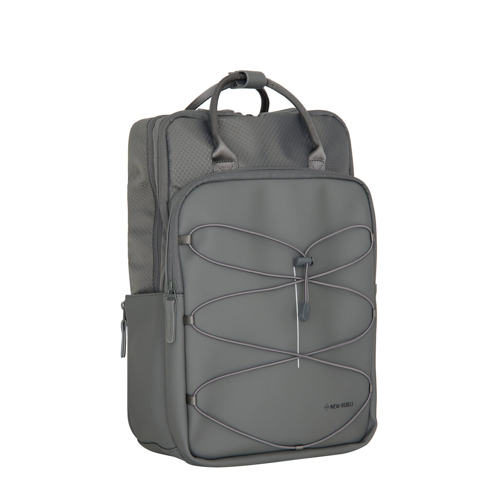 New Rebels Trondheim Rugzak – Laptop Rugtas 15,6 inch – Schooltas & Werktas – Waterafstotend – 18L – Nylon/PU Antraciet