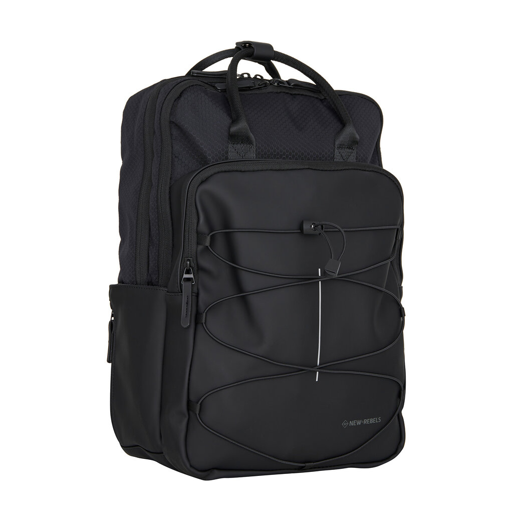 New Rebels New Rebels Trondheim Rugzak – Laptop Rugtas 15,6 inch – Schooltas & Werktas – Waterafstotend – 18L – Nylon/PU – Zwart