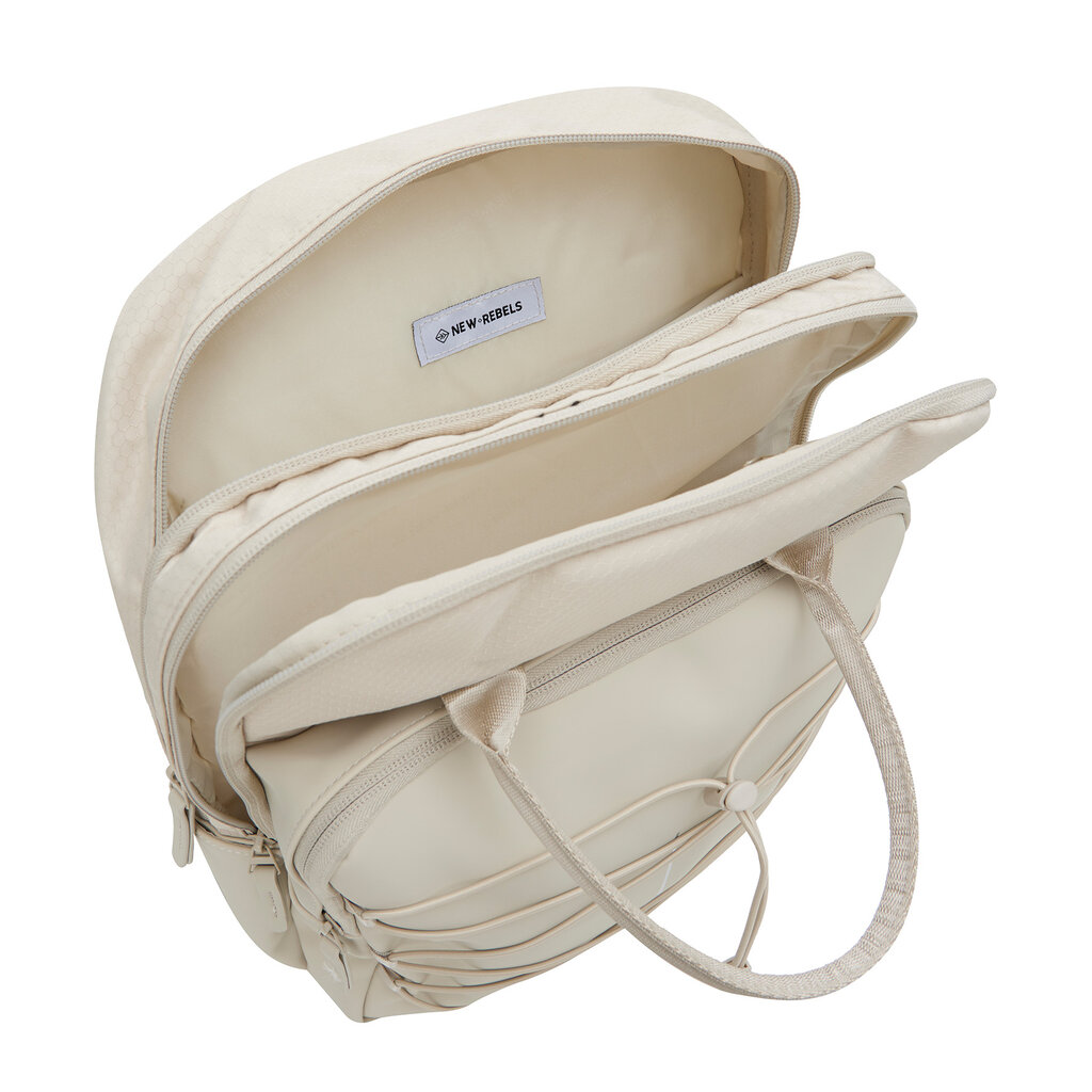 New Rebels New Rebels Trondheim Rugzak – Laptop Rugtas 15,6 inch – Schooltas & Werktas – Waterafstotend – 18L – Nylon/PU – Beige