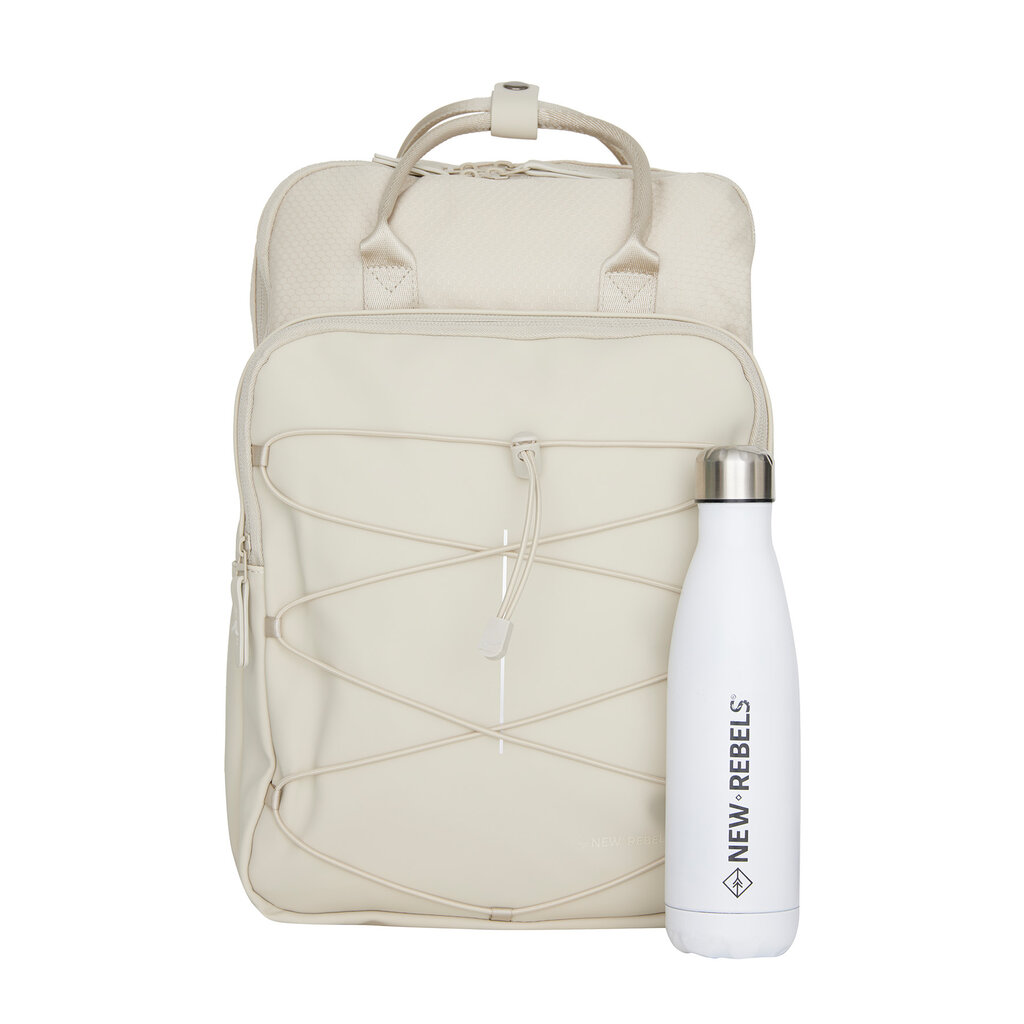 New Rebels New Rebels Trondheim Rugzak – Laptop Rugtas 15,6 inch – Schooltas & Werktas – Waterafstotend – 18L – Nylon/PU – Beige