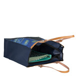 Boodschappentas ‘Starry Night ’ – Stevige Nylon Shopper met Leren Hengsels – Van Gogh Print – 39x43 cm