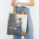 Piace Molto Arts Shopper – Nylon Shopping Bag with Print – 39x18x43 cm – Leather Handles – Durable & Spacious – 100% Nylon