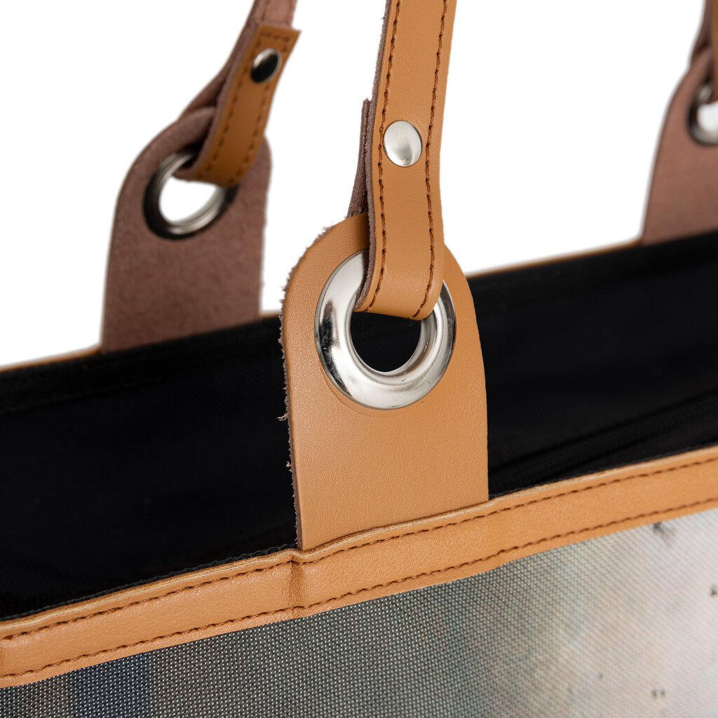 Piace Molto Arts Shopper – Nylon Shopping Bag with Print – 39x18x43 cm – Leather Handles – Durable & Spacious – 100% Nylon