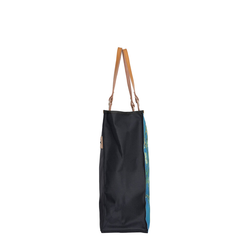 New Rebels Boodschappentas Blossoms – Stevige Nylon Shopper met Leren Hengsels – Van Gogh Print – 39L