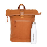 New Rebels New Rebels New York Ribbi Rolltop Rugzak 17-21L Schooltas & Werktas Ribstof Laptop Rugtas 15.6 inch coffee bruin